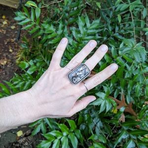Handmade Turritella Agate Fossil + Sterling Silver Ring